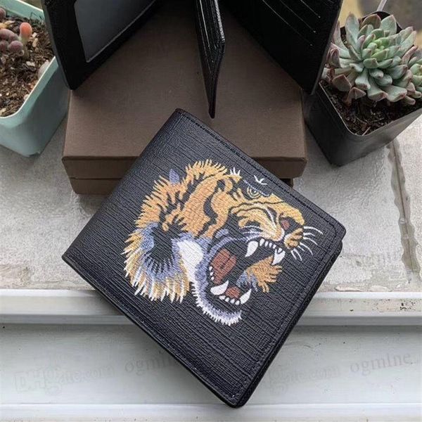 

men animal short wallet leather black snake tiger bee wallets women long style luxury purse card holders with gift box299c, Red;black
