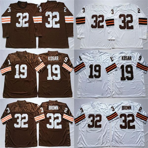 

ncaa 19 bernie kosar 32 jim brown jersey white coffee jersey retro football jerseys stitched mens241u, Black