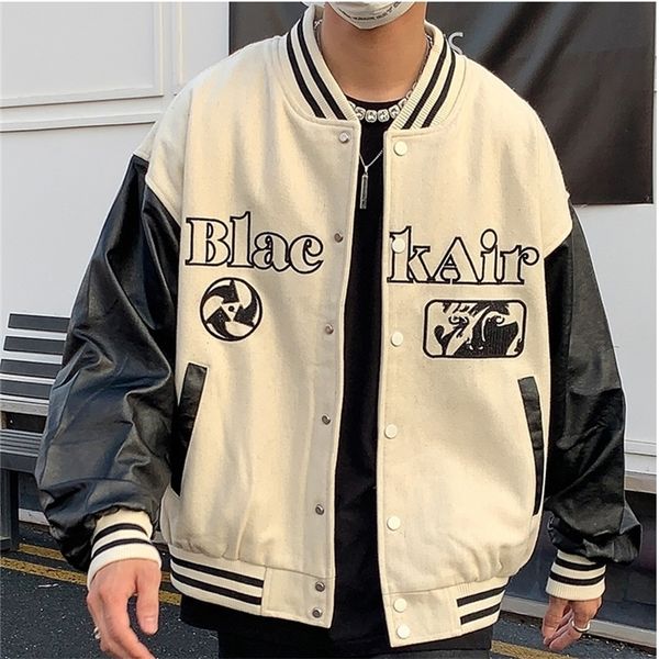 

men s jackets european and american retro letter embroidery jackets coats men s street hip hop all match baseball uniform couple casual jack, Black;brown