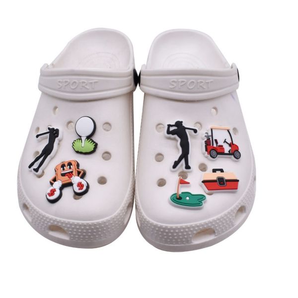 

golf sports pvc charm garden shoes accessories shoe decorations for croc jibz charm kids pets cartoon wristband buckle button, White;pink