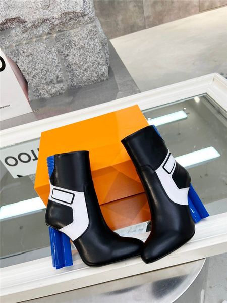 

designer luxury women silhouette angle boots blue blue booties with original box quality, Black