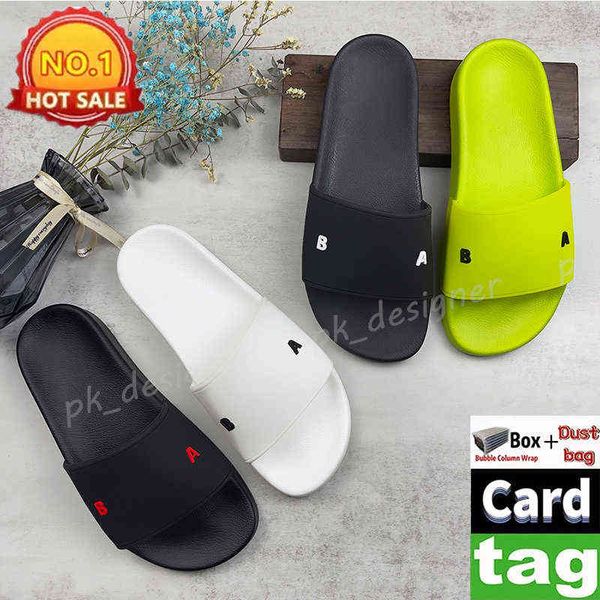 

slippers with box slippers mens womens slider slides sandals rubber and fur designer flat sole slipper paris piscine pool slide sandal 3d em, Black