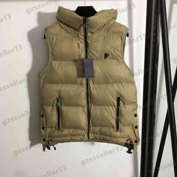 

womens vest designer down jackets classic triangle logo decoration puffer jacket luxury sleeveless hooded cotton thick winter vests coats 09, Black;white