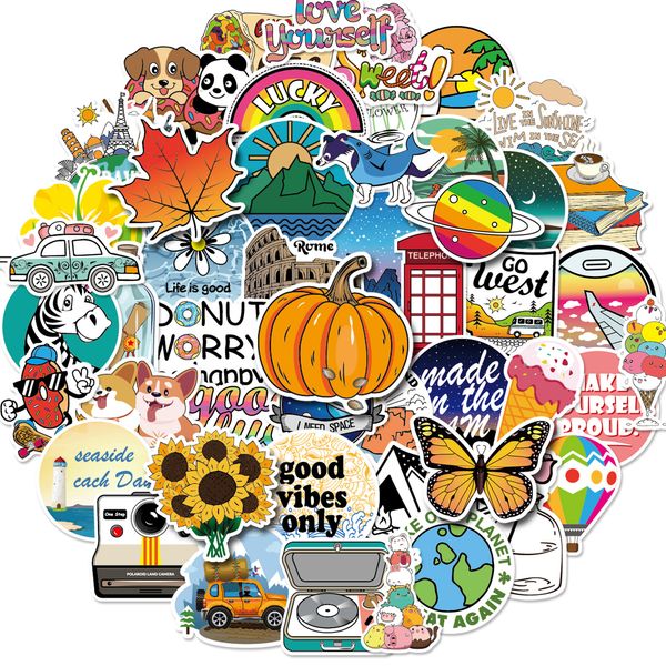 

50pcs cartoon graffiti stickers non-random vinyl waterproof for bike luggage lapskateboard water bottle phone cup car decals kids gifts