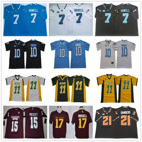

ncaa college football jerseys 15 dak prescott 17 tyler russell 11 carson wentz 10 mitchell trubisky 7 sam howell 21 barry sanders jersey, Black