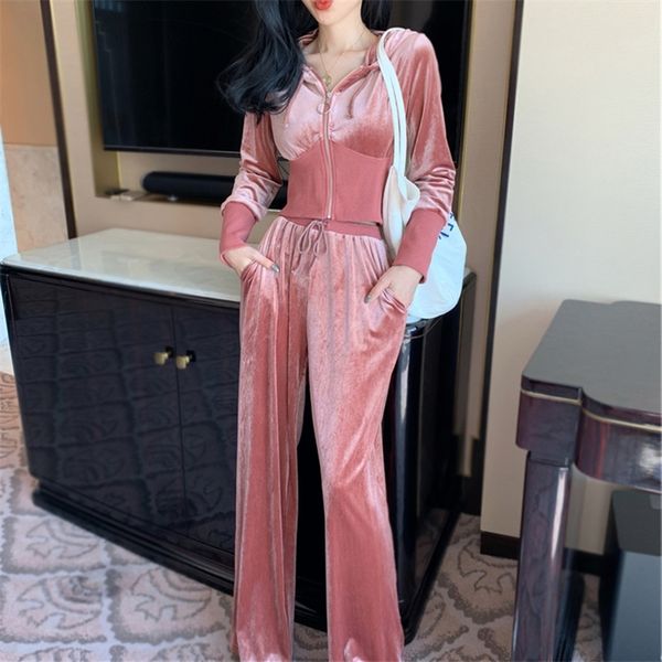 

women's two piece pants women trousers tshirt 2 pieces sets casual office lady streetwear loose elegant vintage long pants korean fash, White