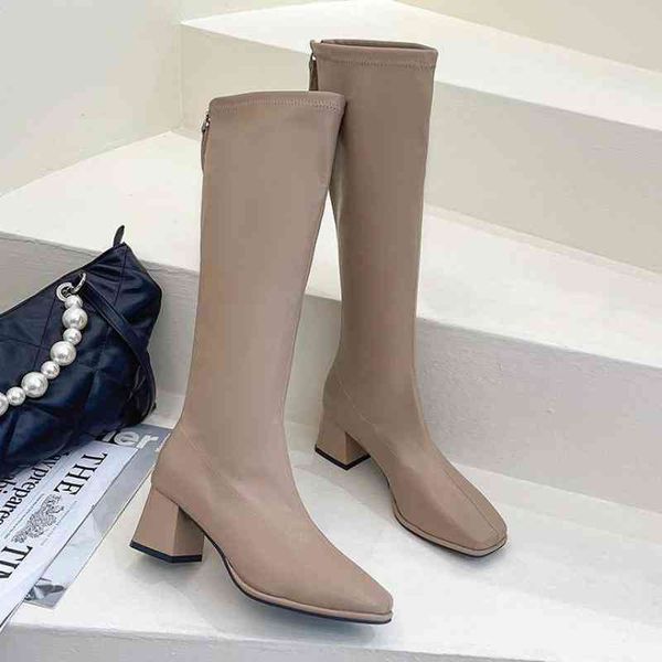

boots dress shoes 2023 women knee high female fetish zipper knight platform winter lady ytmtloy chelsea botines de mujer square heel 1, Black