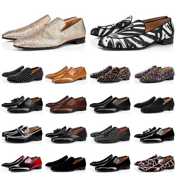 

mens luxury loafers shoes red triple black brown oreo suede patent leather rivets loafer dress wedding shoe for business party wit248n