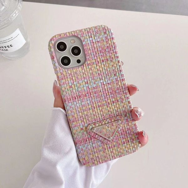 Mobile Phone Cases Triangle Pattern Designer Phonecase For IPhone 14 Pro Max 13P 12 11 XR Luxury Retro Case Knitted Shockproof Cover Shell BLF6 BLF6