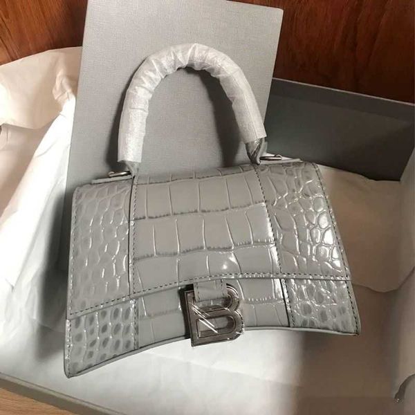 

designer balencigass hourglass bag high definition b family crocodile pattern women's 2022 new shoulder crossbody mini handbag leather