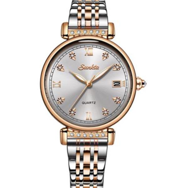 

retro classic fashion temperament calendar lady steel watch, Slivery;brown