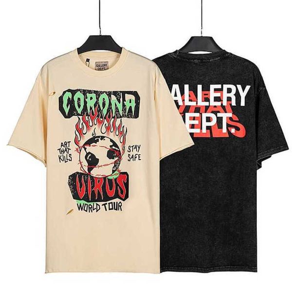 

fashion galleryes casual t shirts american vintage letter printed cotton loose short sleeved t-shirt men women, White;black