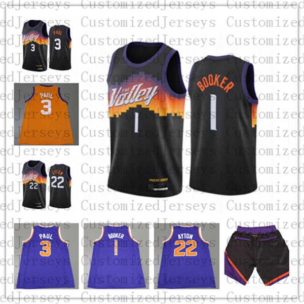 

2021 ncaa men college basketball jerseys deandre 22 ayton devin 1 booker paul sport shorts jersey, Black