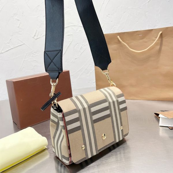 

canvas messenger bag fashion shoulder bags square flap women handbags removable wide leather strap letter printing clutch wallet cell phone