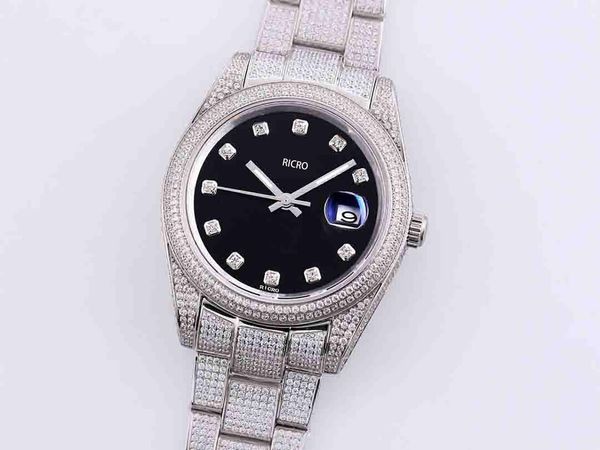 

designer men's fully automatic mechanical watches 41mm size full drill series folding buckle sport watches, Slivery;brown