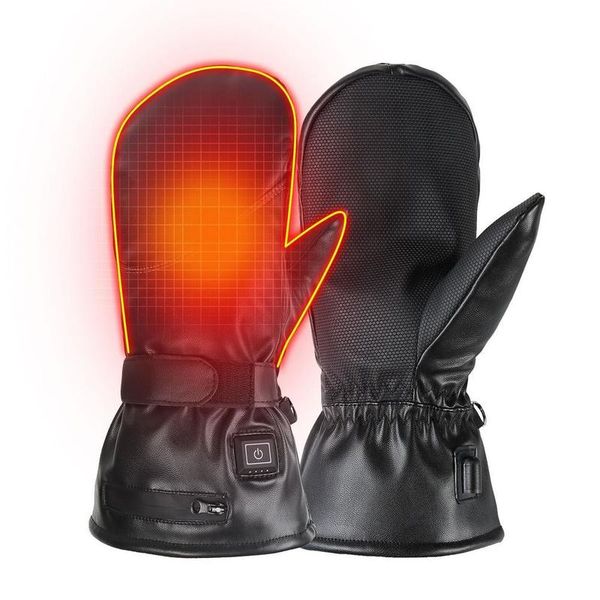 

ski gloves 1pair 2600 mah 74v winter warm mittens smart winter electric heated gloves usb rechargeable riding battery ski heating gloves 220