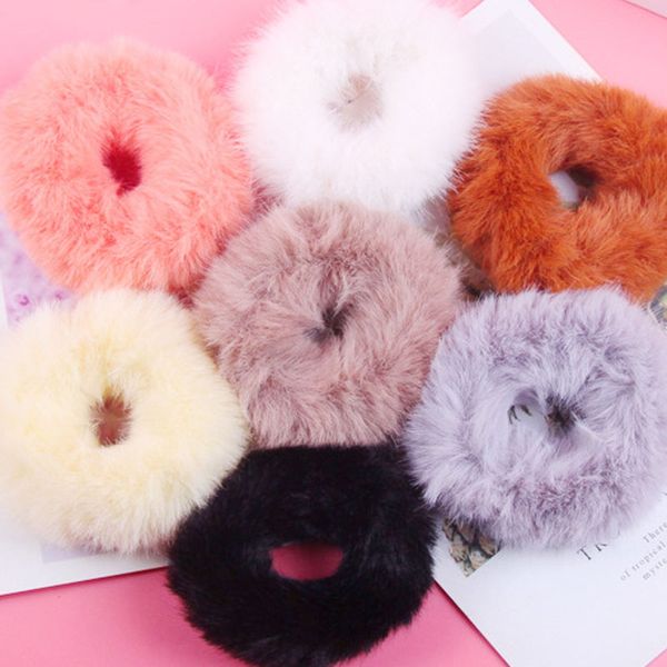 

handmade solid color winter autumn hair rubber hairbands elastic ponytail holder for women girl fashion accessories, Pink