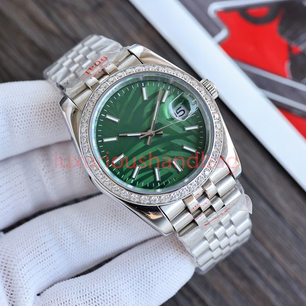 

Luxury Men's Watch Date Just Automatic Mobile Designer Women's Watch Gold Dial Palm Leaf Pattern 36mm 904L Stainless Steel Automatic Mechanical Watch, Bronze