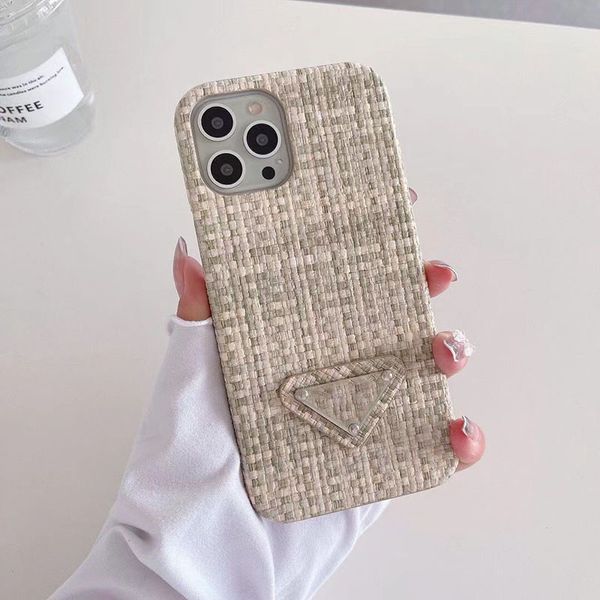 Handyhüllen Dreiecksmuster Designer Phonecase für iPhone 14 Pro Max 13P 12 11 XR Luxus Retro Hülle Gestrickte stoßfeste Abdeckung Shell 5IIT 5IIT