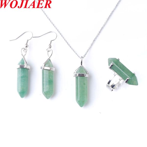 

3pcs / Set Crystal Couple Necklace Hexagonal Stone Pendant Earrings Ring Jewelry Lover Gift for Women Men Wholesale BO959, Mixed colors