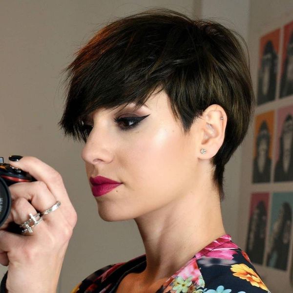 

pixie cut wig full machine made perruque cheveux humain glueless short bob glueless brazilian remy hair, Black;brown