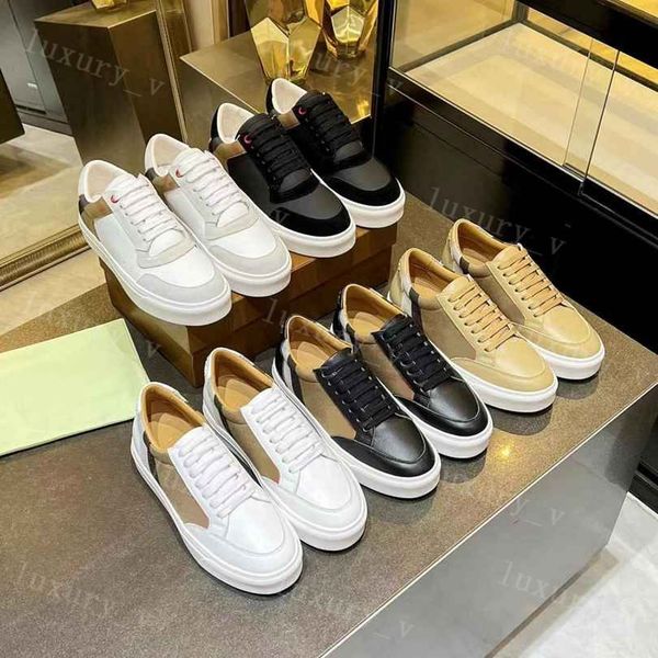 

designer casual shoes men women sneakers vintage check cotton trainers house striped shoes lace-up trainer platform leather sneaker, Black
