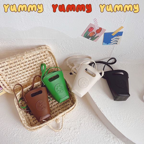 

kids letter embossing handbags girls pu leather single shoulder bucket bag children crossbody princess bags wallet q8830, Black