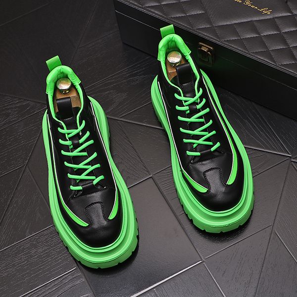 

luxury designers dress wedding party shoes high lace-up breathable canvas casual sneakers round toe thick bottom leisure outdoor walking boo, Black