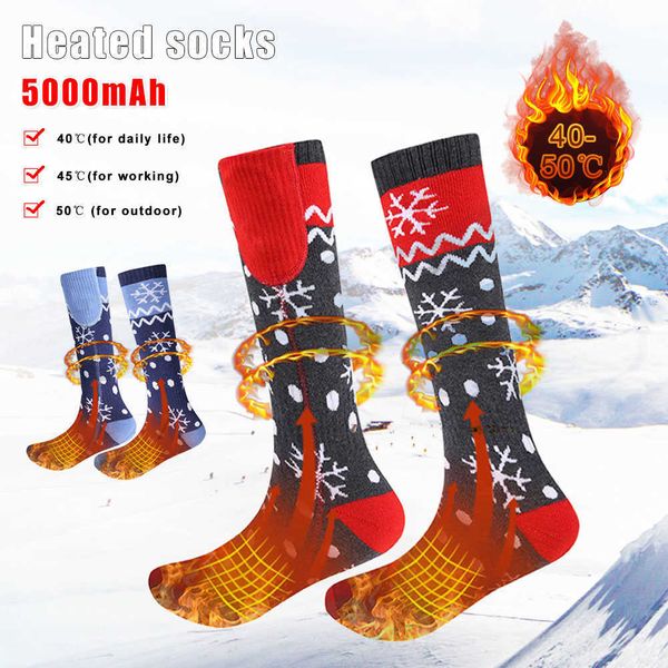 

men's socks heated 5v 5000mah rechargeable app temperature control christmas electric heating for cycling skiing fishing y2209, Black