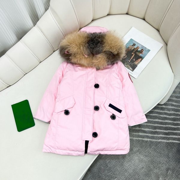 

kids coat baby designer clothes down coats jacket kid clothe with badge hooded thick warm outwear girl boy girls classic parkas 100% wolf fu, Blue;gray