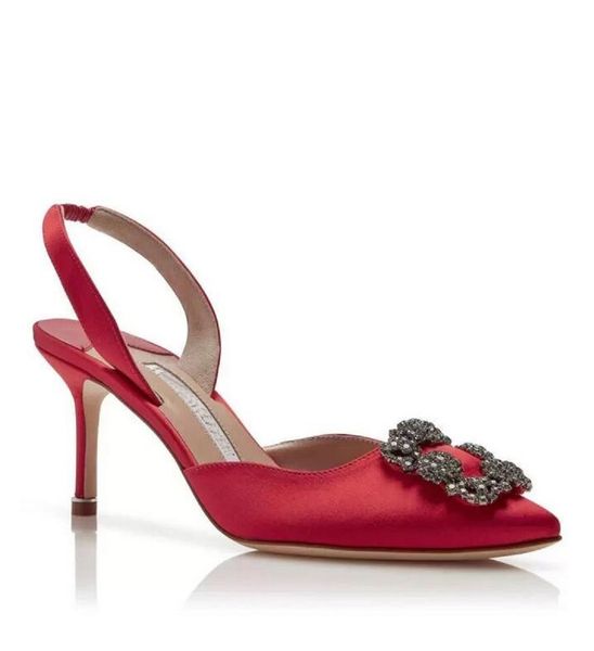 

elegant style hangisli shiny satin sandals shoes for women slingbacks crystal jewels buckle high stiletto heel dress party wedding box eu 35, Black