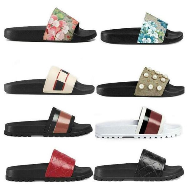 

2021 men women designer sandals shoes luxury slide summer fashion wide flat slippery with thick slipper flip flops size 36-45275f, Black