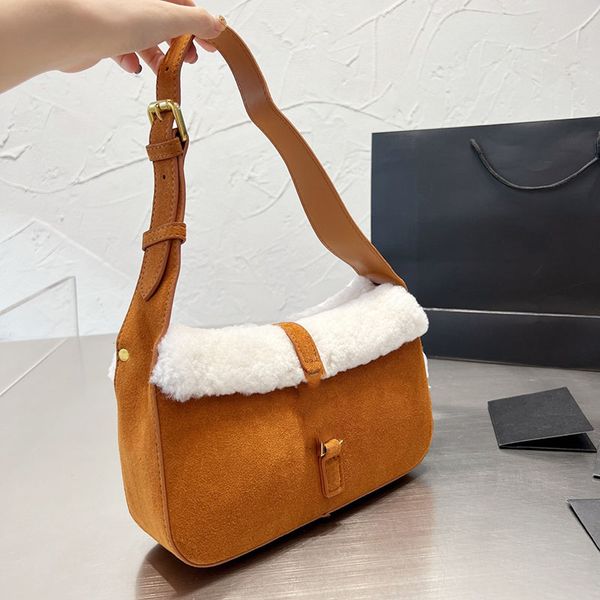 

underarm bag shoulder bags women handbags pouch faux suede handbag purse lamb wool stitching lady fashion letters adjustable straps