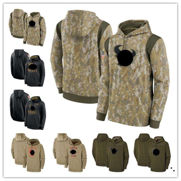 

jersey custom cleveland's houston's men texans's browns's camo football hoodie wear 2021 salute to service therma perfor, Black