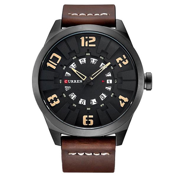 

wristwatches relogio mascino luxury brand sports wristwatch display date mens quartz watch leather strap waterproo watches2022 dh06x, Slivery;brown
