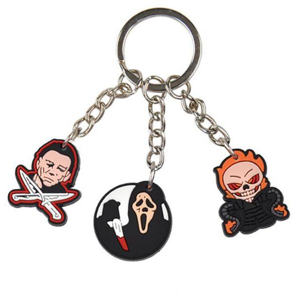 

sell keychians halloween theme bag decoration pendant pvc cartoon soft rubber diy key ring party gift, Silver