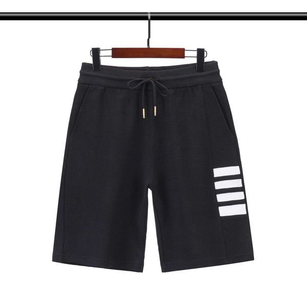 

tb browin men 2022 summer shorts casual cotton five point pants short waffle sportmen korean design, Black