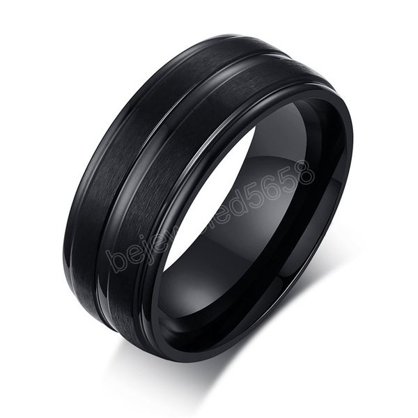 

fashion men ring vintage thin line wedding jewelry black 316l stainless steel rings for men wholesale, Silver