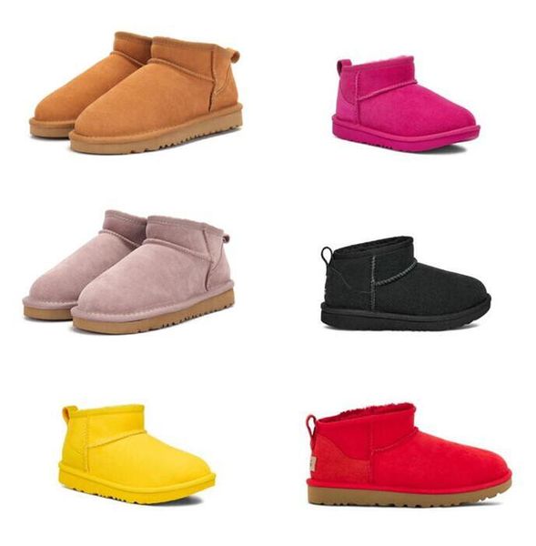

kids boy girl children ankle mini snow boots sheepskin plush fur aus short u2022 soft comfortable keep warm boots with card dustbag beautifu, Black