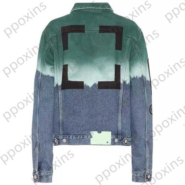 

offs men's jacket blue green tie dye gradient basic arrow fashion loose and women's denim, Black;brown