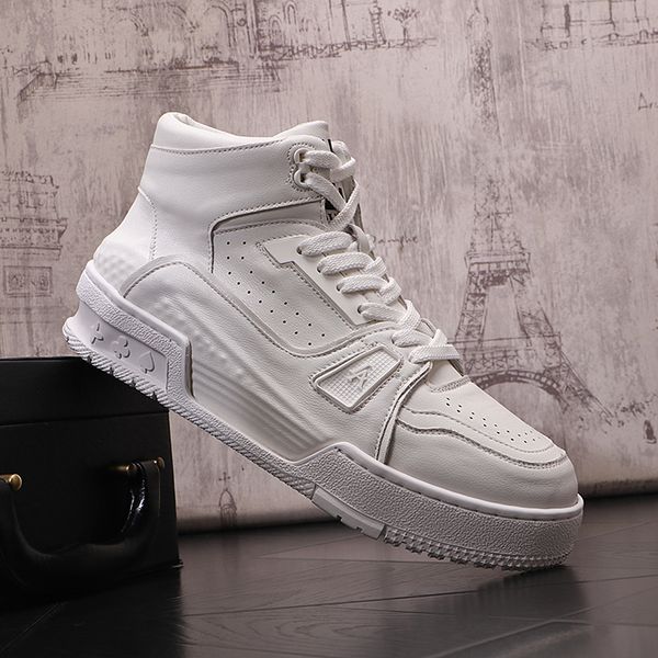 

luxury designers dress wedding party shoes high white breathable sport casual sneakers round toe thick bottom leisure outdoor walking boots, Black