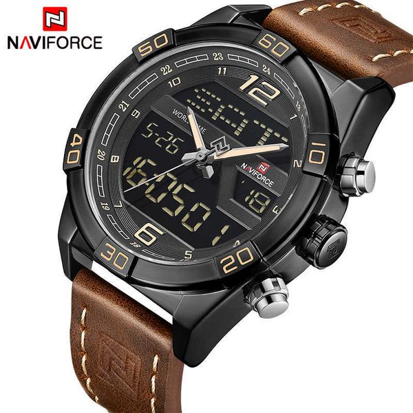 

naviforce luxury brand sport watches men fashion casual digital quartz wristwatches male military clock relogio masculino 0923, Slivery;brown