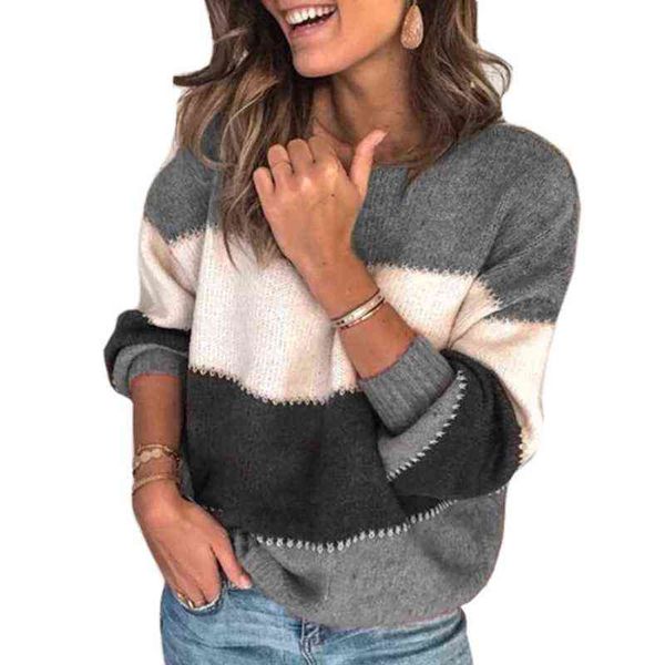

women's sweaters new sxl fall winter sweaters women ohals stripe casual knitted sweater fashion sweater female loose casual j220915, White;black