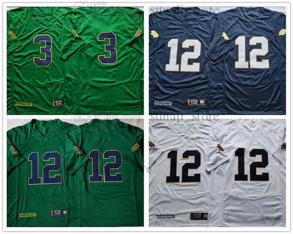 

notre dame fighting irish ncaa college 3 joe montana jerseys 12 ian book football all stitched, Black