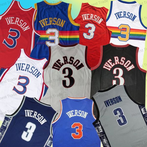 

georgetown hoyas iverson basketball jersey retro allen 3 college vintage classic men jerseys sports outdoors wear, Black;red