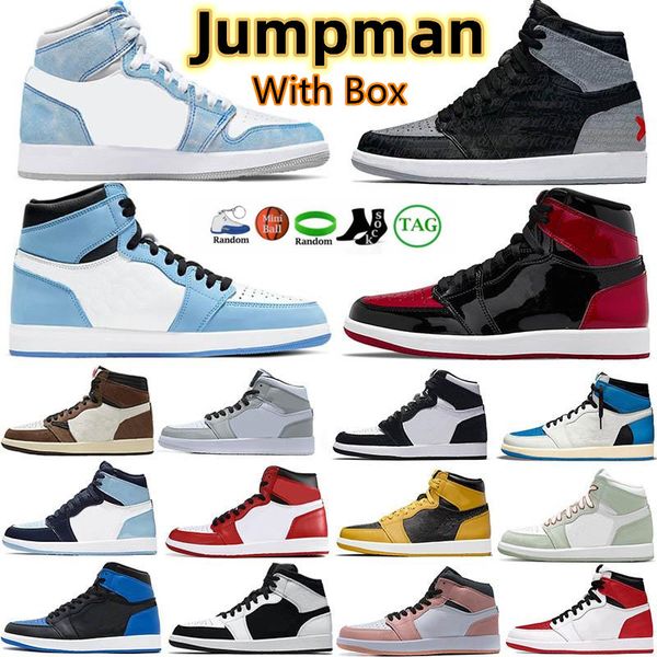 

2023 high shoes basketball game sneakers trainers university blue unc pink green court purple royal bred toe 2022 jumpman 1 men 1s women obs, Black