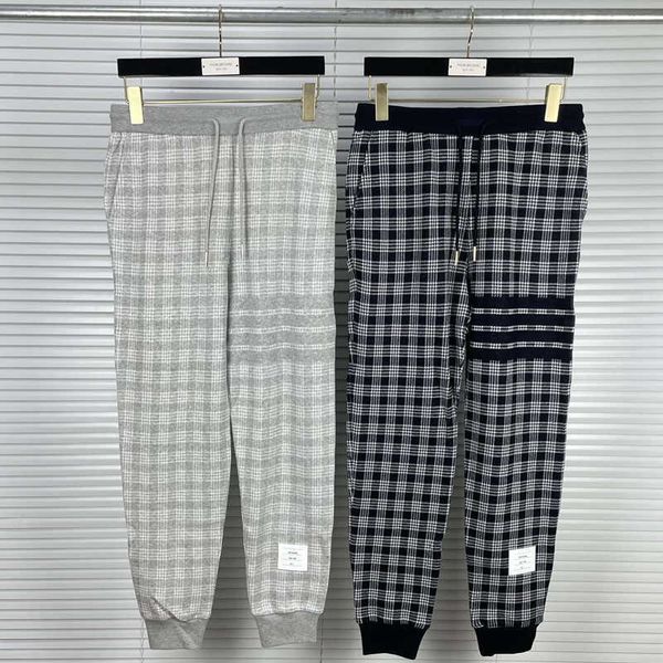 

2022 fashion tb thom brand running shorts sweatpants men women cotton casual sports trousers striped plaid spring autumn jogger track pants, White;black