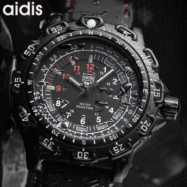 

wristwatches addies waterproof military quartz es chronograph sluxury silicagel strap luminous tube diving men watch 0923, Slivery;brown