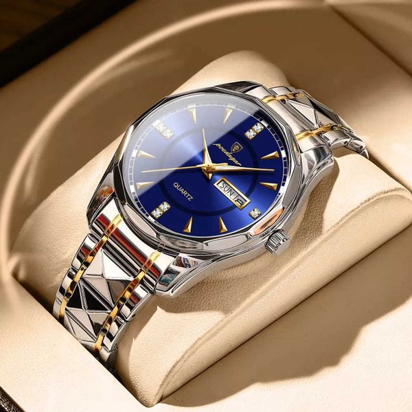 

poedagar 2021 new fashion men's watches stainless steel brand luxury waterproof men quartz wristwatches relogio masculino 0923, Slivery;brown