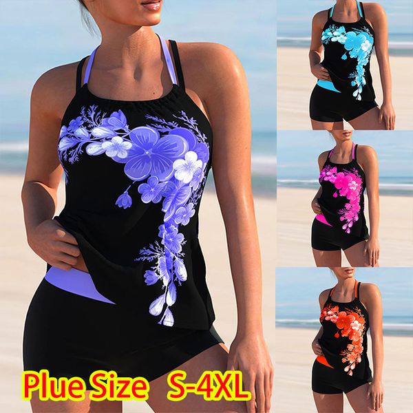 

2022 european and american women's swimsuit print bikini tankini, White;black